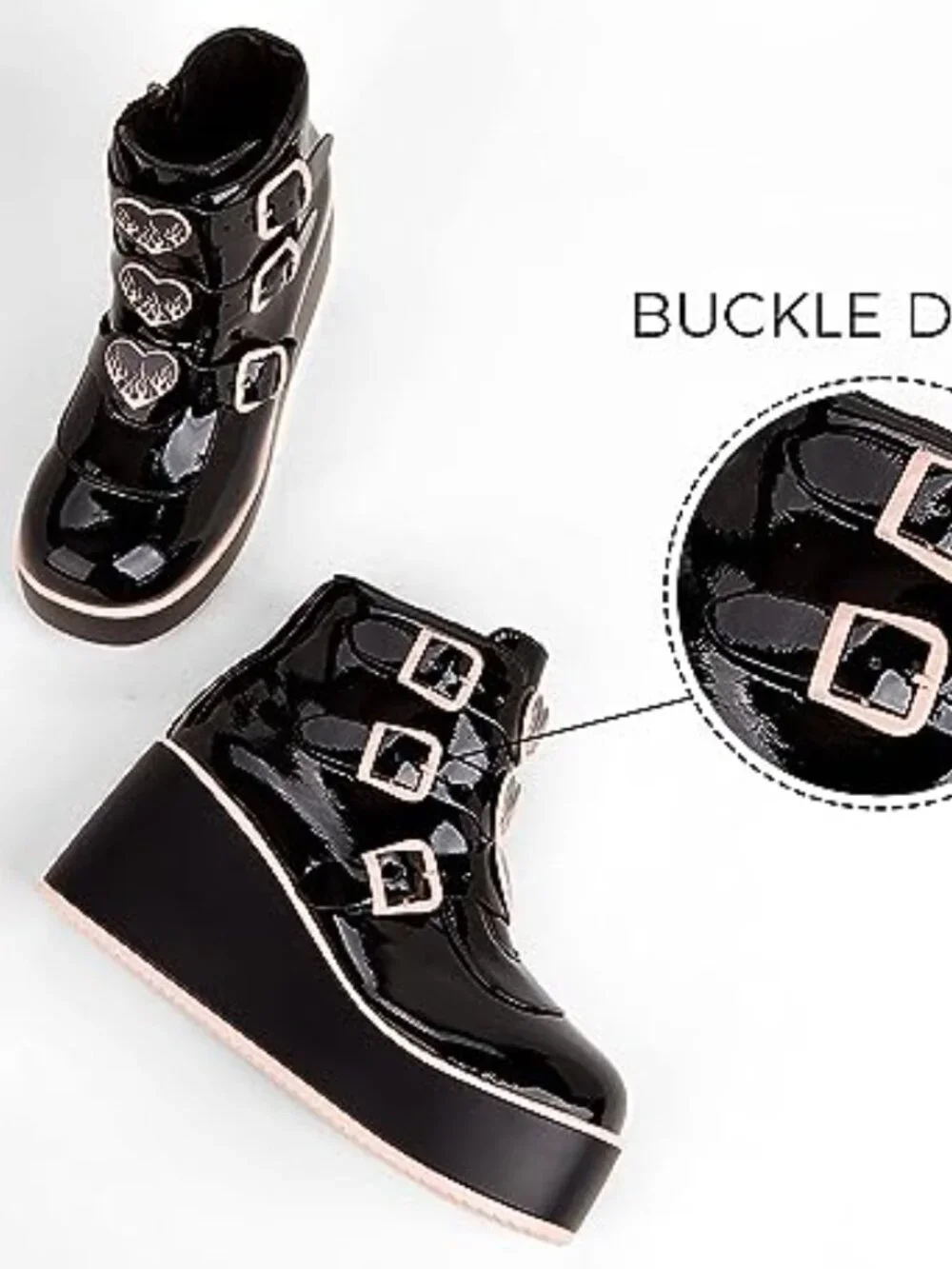 Platform Chunky Ankle Boots - Wedge Heel Round Toe Zipper Goth Booties